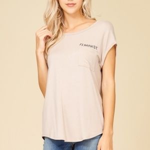 Boutique Feminist Pocket Graphic Tee Shirt